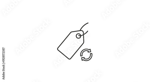 Simple Line Drawing of Price Tag Icon.