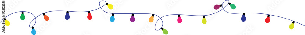 Naklejka premium Colorful string lights in a wavy silhouette pattern.