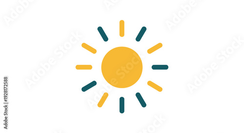 Simple Yellow Sun Icon Symbol.