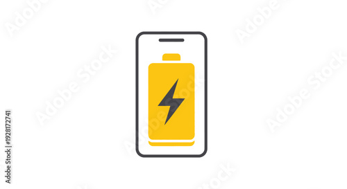 Smartphone Battery Charging with Lightning Bolt Icon.