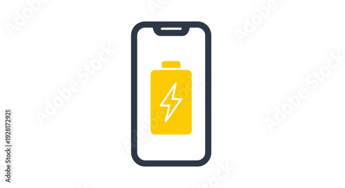 Smartphone with battery icon on screen.