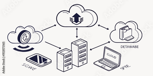 A diagram illustrating the concept of cloud computing and its applications Vector