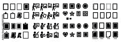 Icon set: frames, people, shapes, textures