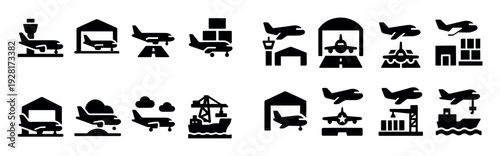 Cargo Aircraft Icon Set