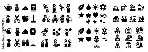 Gardening icons collection set