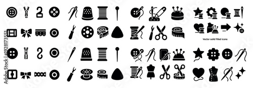 Sewing tools and accessories icons