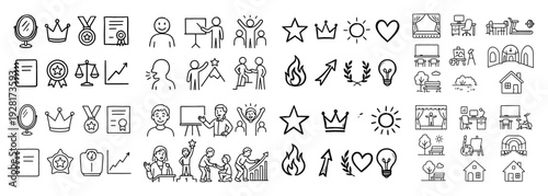Diverse outline icons collection