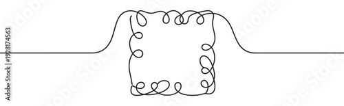 Tangled continuous black line forming a chaotic square knot symbolizes a complex problem, confusion, and the difficult process of finding a solution in a minimalist vector illustration