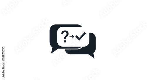 Speech Bubble with Question Mark and Checkmark.