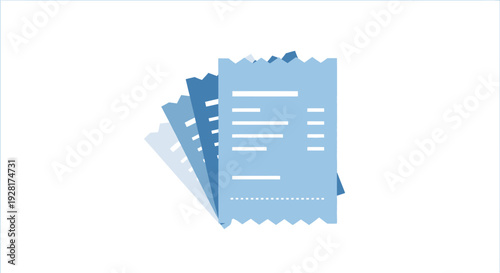 Stack of blue receipt papers.