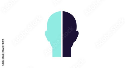 Split face head in two colors.