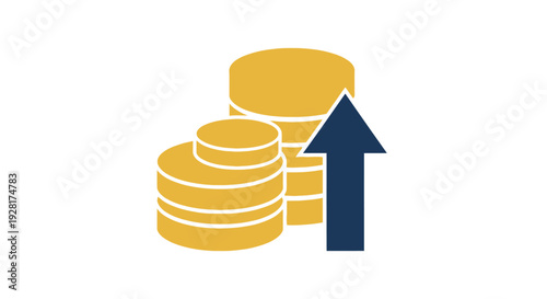 Stack of Coins with Upward Arrow.