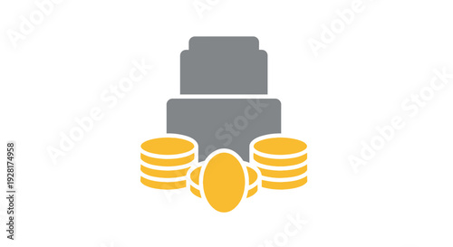 Stacks of Gold Coins and Piggy Bank.