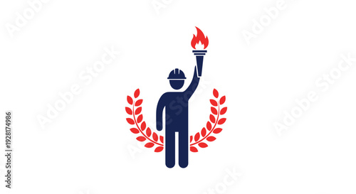 Statue of Liberty Icon Holding Torch.