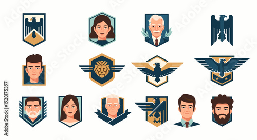 A modern, vector illustration of a man's face inside a shield. Useful for branding, profile images, or representing trust and leadership visually.