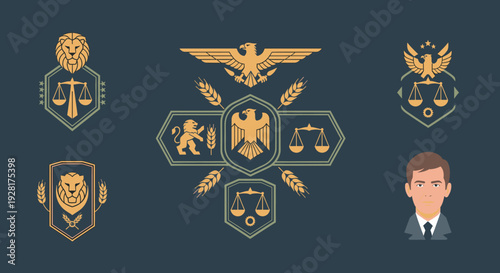 A striking lion crest against a teal background evokes strength, courage, and heritage. Ideal for branding, logos, or representing noble concepts.