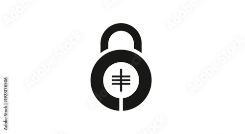 Black Padlock with Currency Symbol.