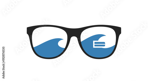 Black Plastic Eyeglasses with Blue Lenses.