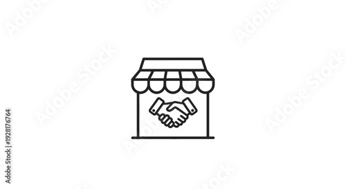 Storefront with Handshake Icon Illustration.