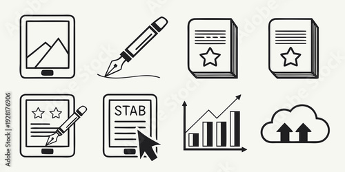 Icons representing various aspects of business and technology Vector