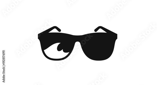 Sunglasses Silhouette Isolated on White Background.
