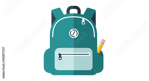 Teal Backpack with Pencil and Zipper.