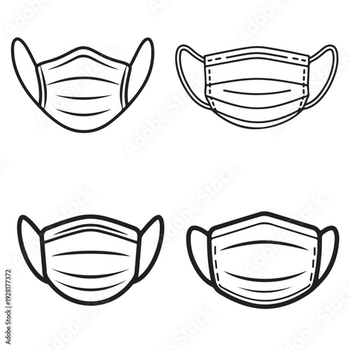 Protective medical face mask vector illustration for healthcare and virus prevention