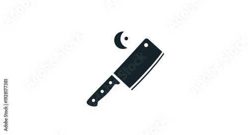 Black Kitchen Knife with Sharp Blade.