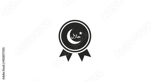 Black Icon with Crescent Moon Symbol.