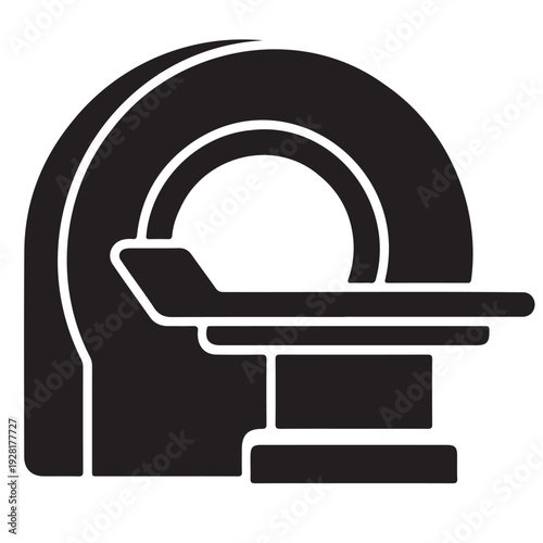 Modern MRI machine scanner vector illustration for medical diagnostics and hospital imaging.