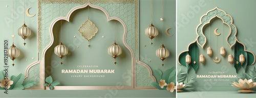 elegant islamic ramadan celebration background, Ramadhan kareem background for banner & social media template	