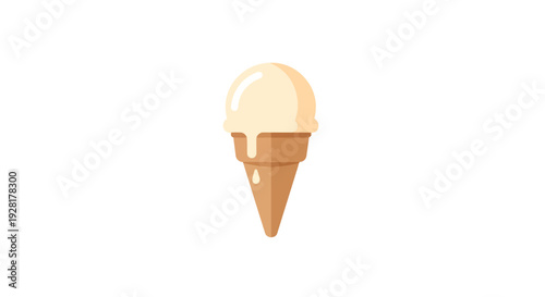 Vanilla Ice Cream Cone Isolated.