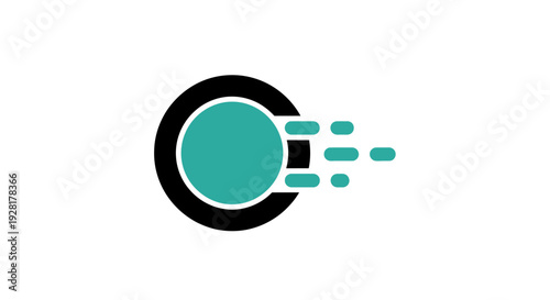 Teal circle with motion lines.