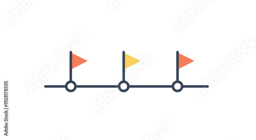 Three flags on a horizontal line.