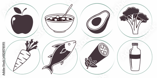 A delightful array of diverse fruits and vegetables showcasing nature's vibrant colors and shapes Vector