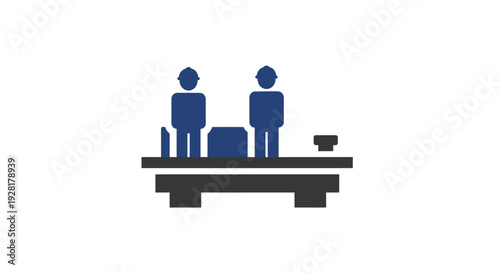 Two businessmen standing on platform.