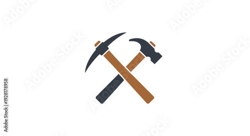 Two crossed hammers with handles.