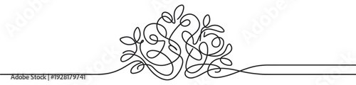 Elegant black continuous line art flourish design with organic swirling loops and decorative curves creates a sophisticated and artistic graphic element