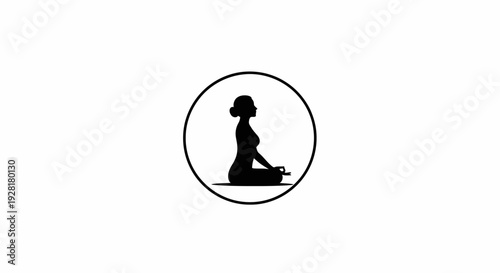 Woman in yoga pose silhouette.