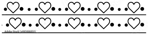 Set of two seamless heart border patterns with dots for decorative framing