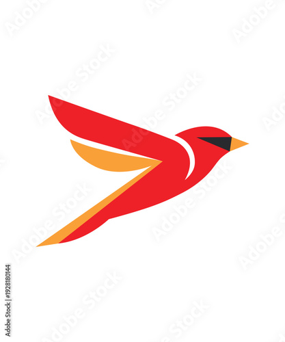 Abstract Red Flying Bird Logo Vector Design