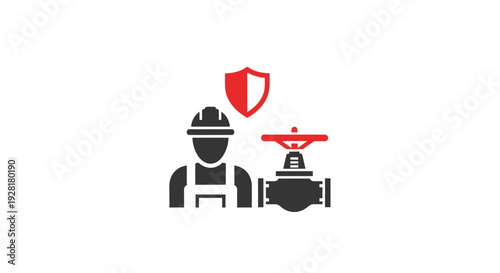 Worker with safety gear and valve.
