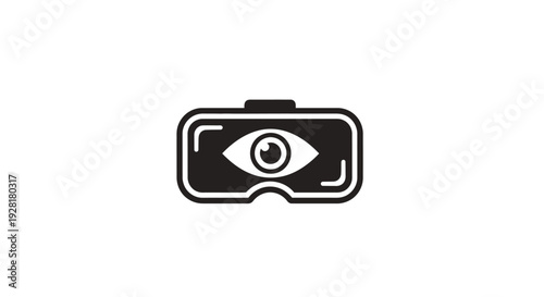 Virtual Reality Headset Icon with Eye Symbol.