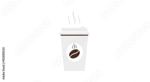 White Coffee Cup with Coffee Bean Logo.