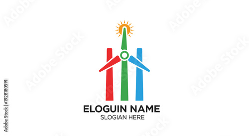 Wind Turbine Logo Design Template.