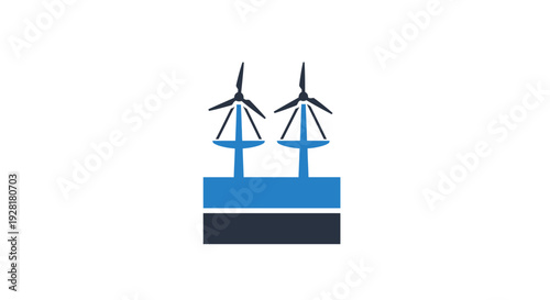 Wind Turbines on Offshore Platform Illustration.