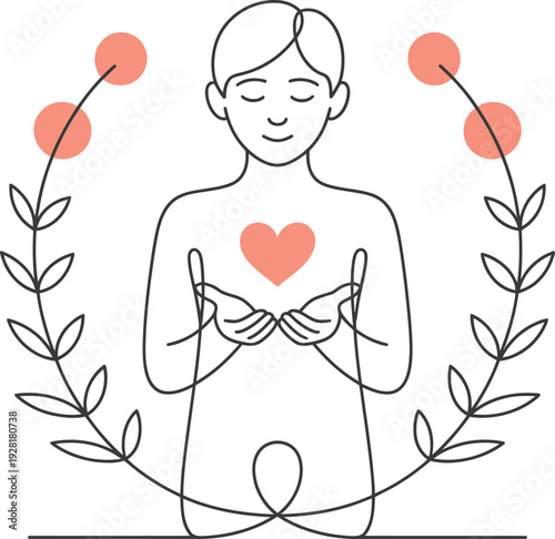 Person with heart and floral elements gentle peaceful connection calm mind and soul Logo