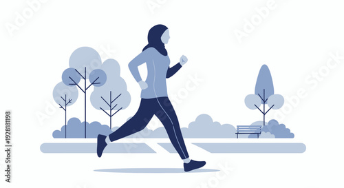 Woman jogging in the park with a smartphone