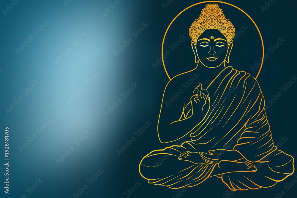 Fototapeta premium Buddha Background with Buddha drawing