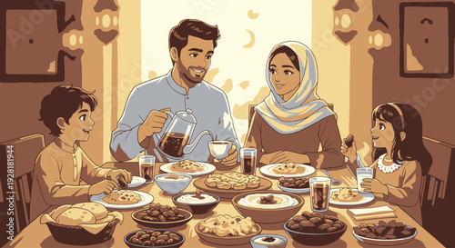 Family Sharing Meal Together at Home